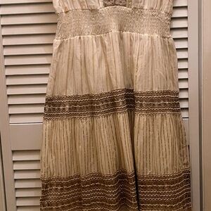 Striped Cream and Brown Dress
